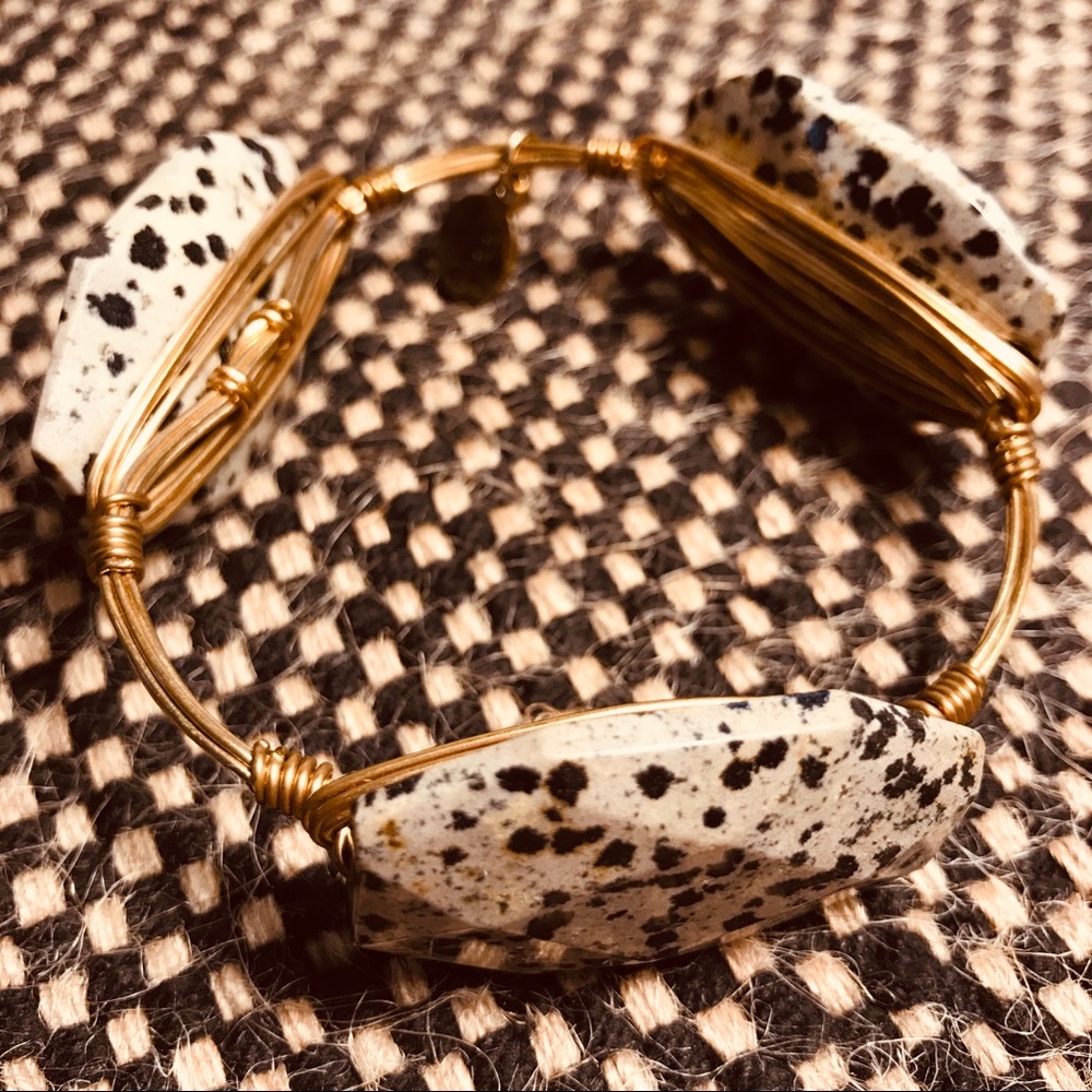 Bourbon and Boweties Grey Spotted Bangle Bracelet